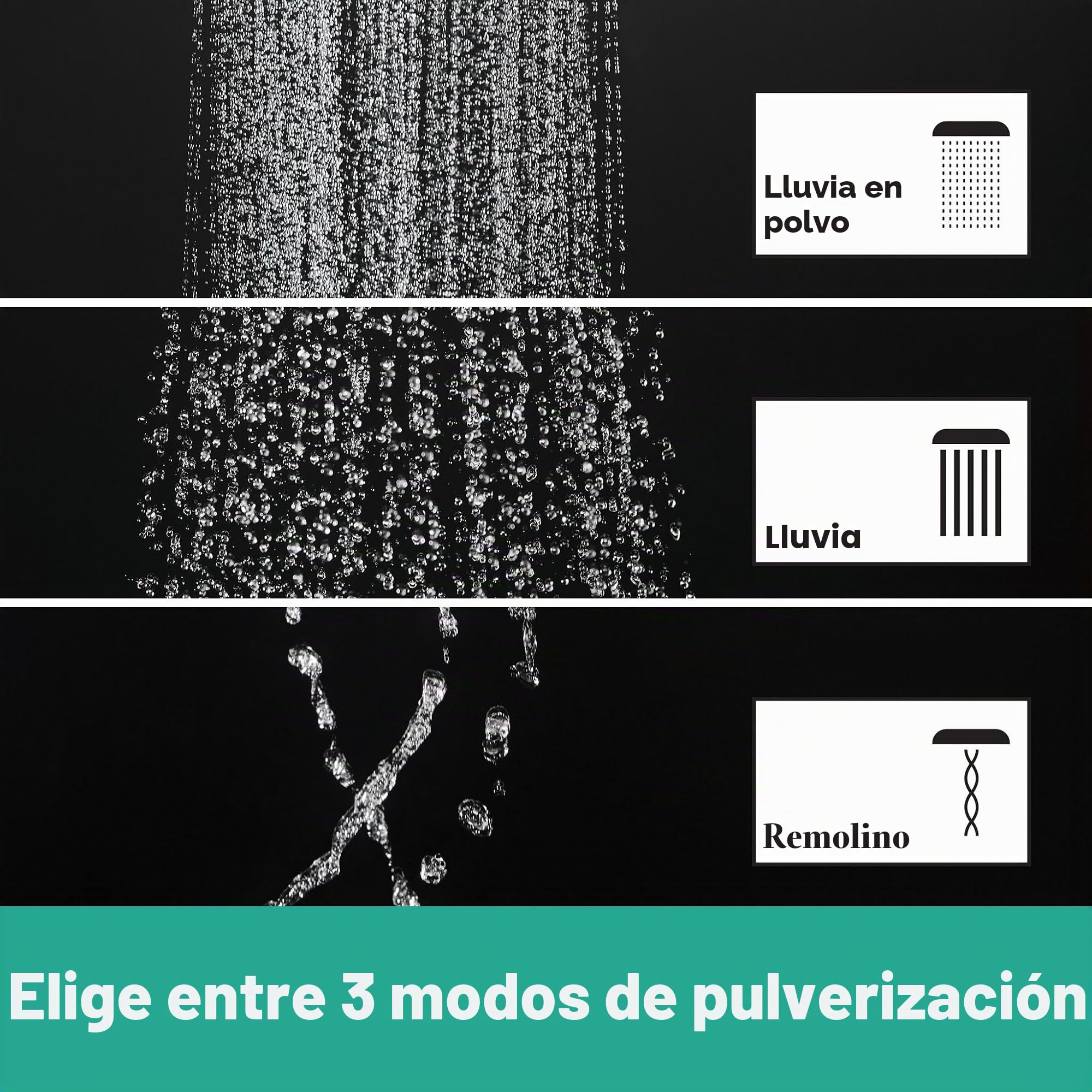 hansgrohe Raindance Select S - Alcachofa de ducha de mano con 3 tipos de chorro (incluye PowderRain), ducha redonda (120 mm), cabezal de ducha con función antical, cromo negro cepillado