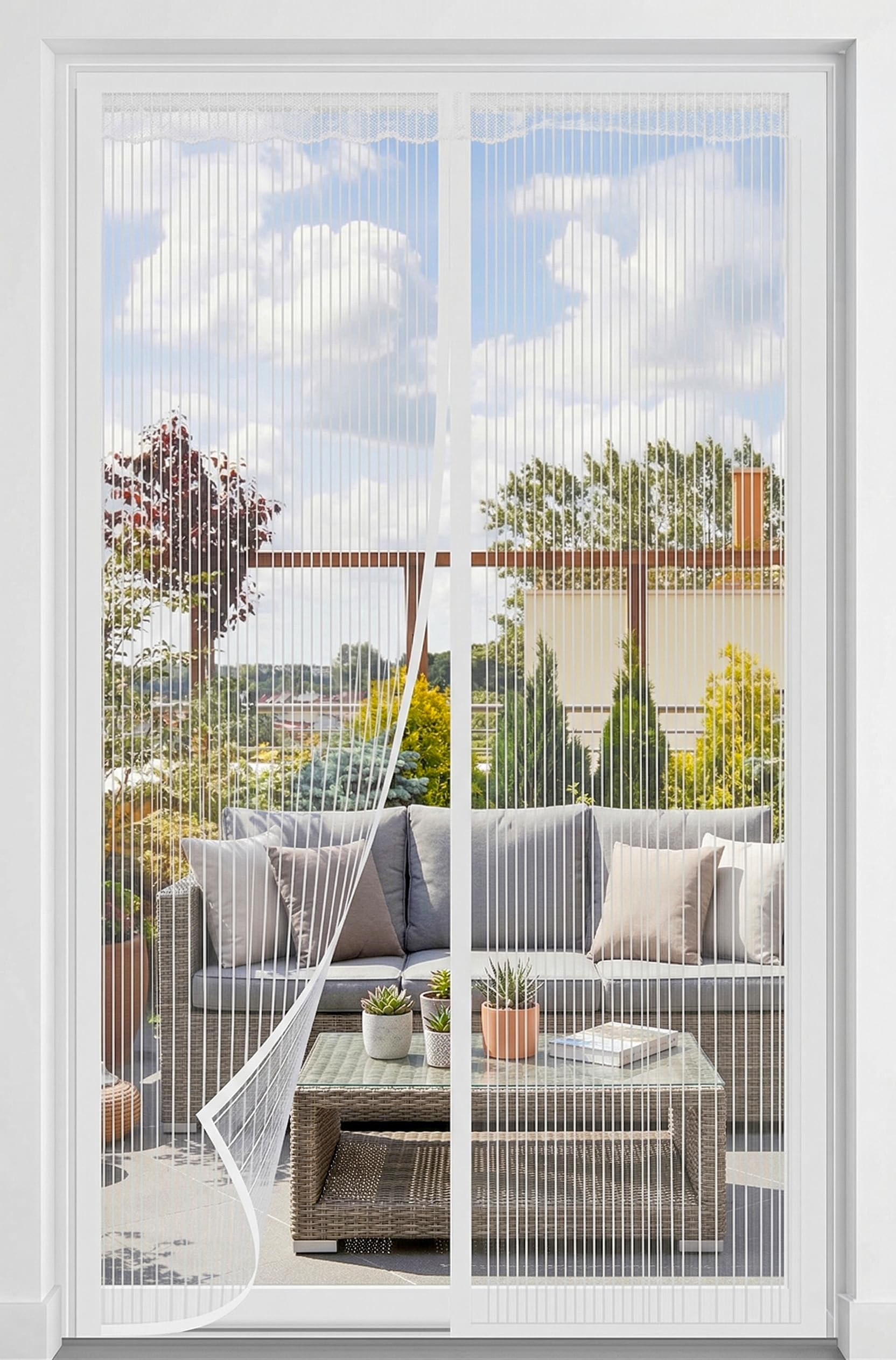 Magnetic Fly Screen Door, Rainberg Heavy Duty Bug mesh Curtain with Powerful Magnets and Full Frame Magic Tape, Insect Protection Door no Gap, Keep Bugs Out. (White, 90 x 210 cm)