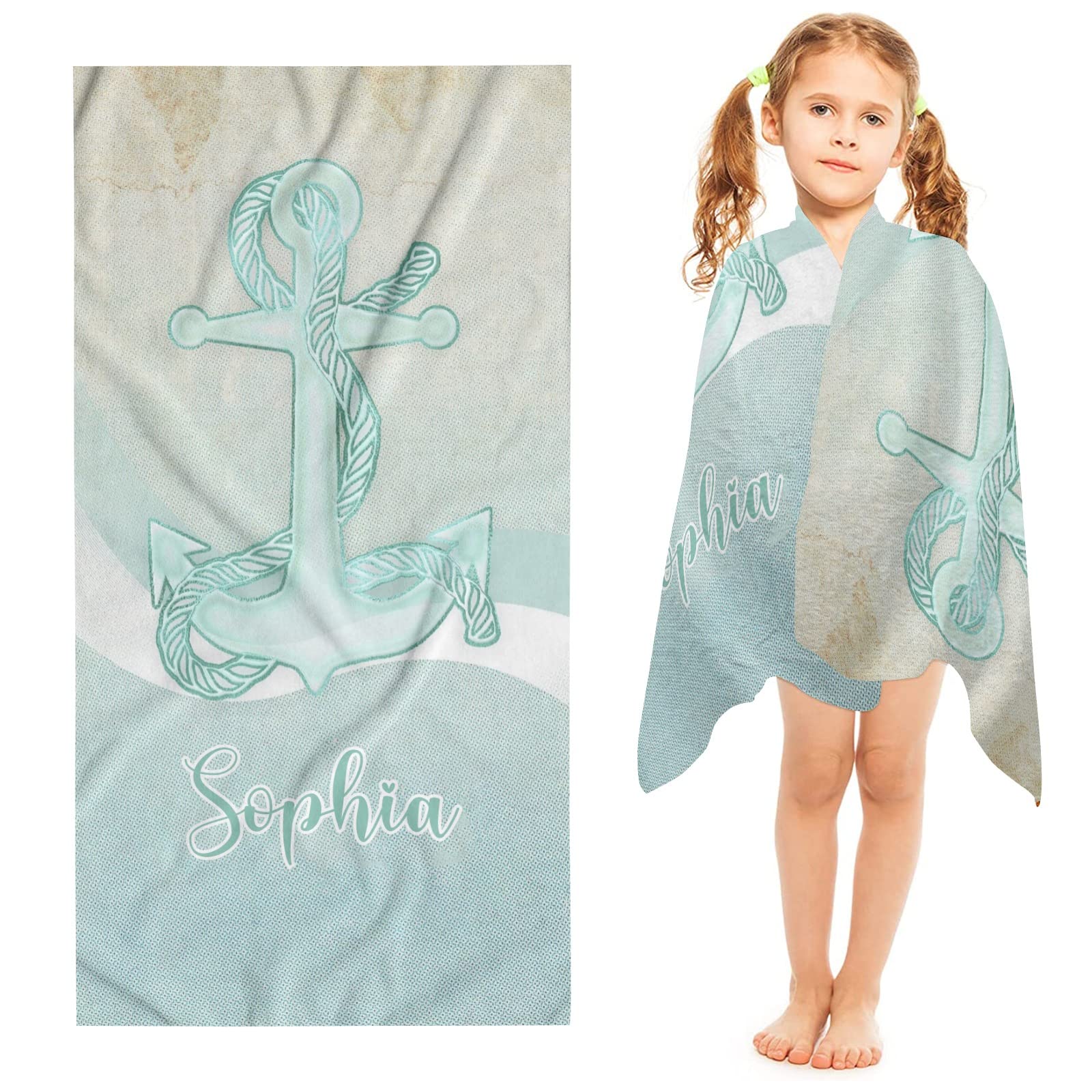 Custom Nautical Anchor Beach Towel - Personalized 60x30 Inch Quick-Dry Towel For Travel, Pool, Or Gift - View #2