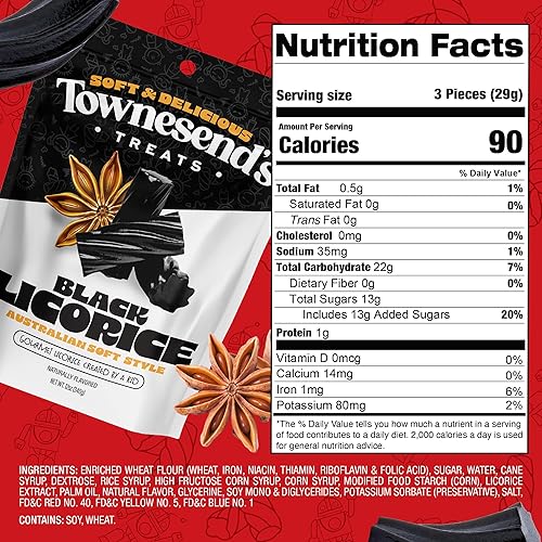 Miniatura 2 de Townesend's Treats Regaliz negro (paquete de 1)  12 onzas  Giros de caramelo de regaliz australiano suaves y masticables  Caramelo de regaliz