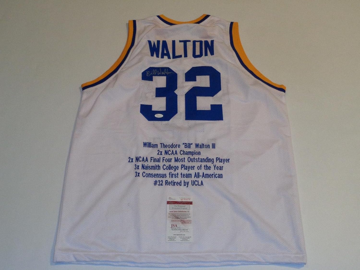 Autographed Bill Walton Jersey UCLA Bruins white STAT 