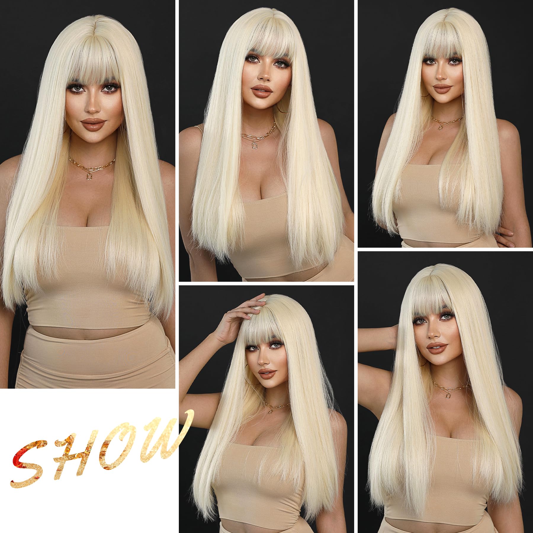 ?Hayden 26” 613 Blonde synthetic Bang Wig *NWT* Amazon.com : 7JHH WIGS 26Inch Long Straight Wig with Bangs  main image 2