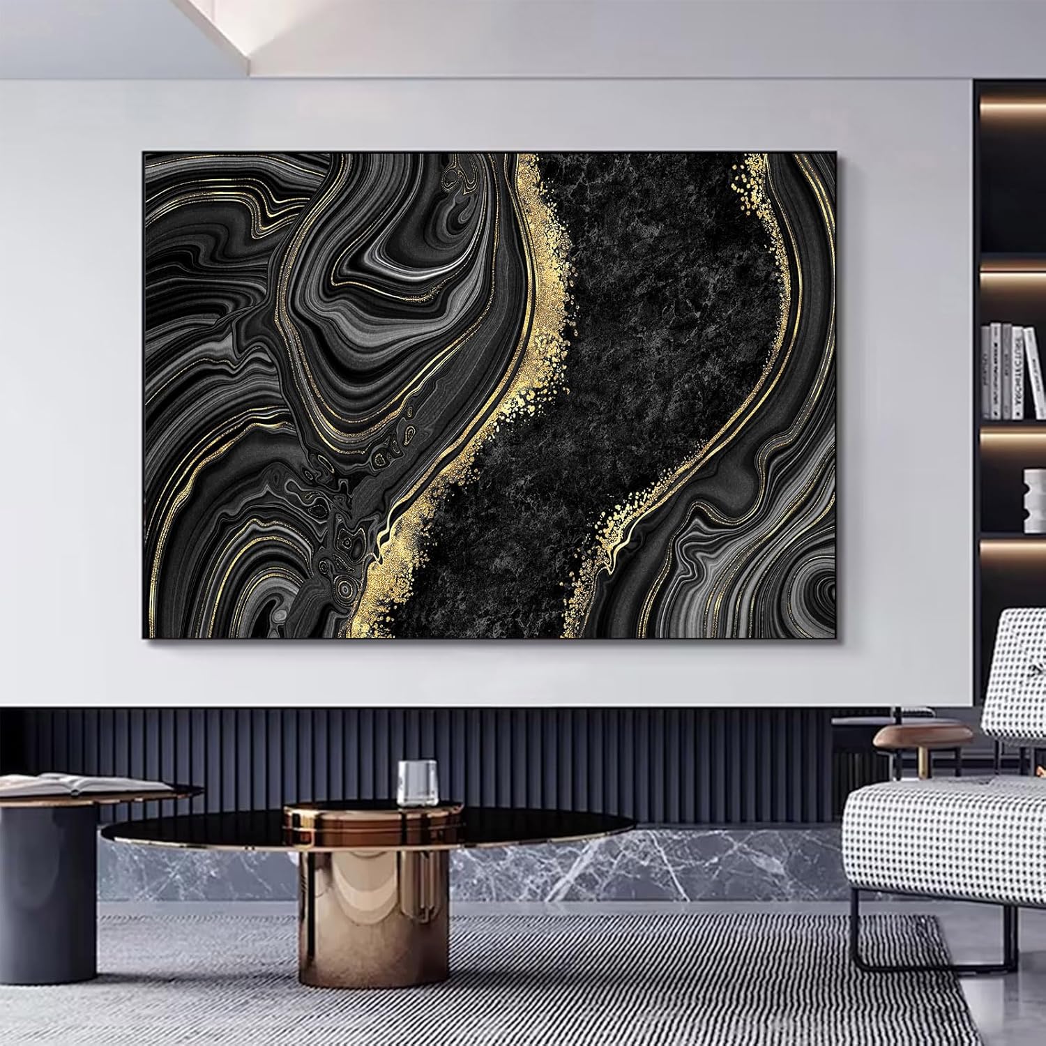 Black and Gold Abstract Canvas Wall Art Black and Gold