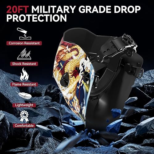 Vista 25 de ARCCAPTAIN Casco de soldadura de pantalla de visualización grande, 1/1/1/1 capilla de soldadura de oscurecimiento automático de claridad óptica, 4