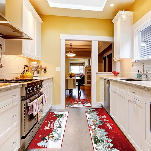 Miniatura 6 de Layhit Juego de 3 alfombras de cocina de Navidad, Papá Noel, afroamericano, Papá Noel, tapete de cocina de Papá Noel afroamericano, Feliz Navidad,