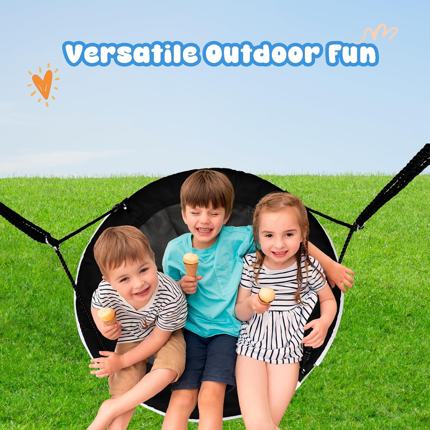 48 Inch Tree Swing with LED Light for Kids, 900lbs Flying Saucer Swing, with Adjustable Hanging Straps, for Indoor and Outdoor, Great Gifts for Kids (48INCH)