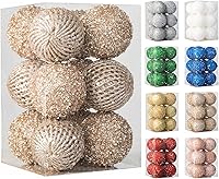 Vista 11 de Adornos de bola de Navidad de 3.15 pulgadas, con purpurina inastillable, adornos para árbol de Navidad, bolas colgantes de Navidad, decoraciones