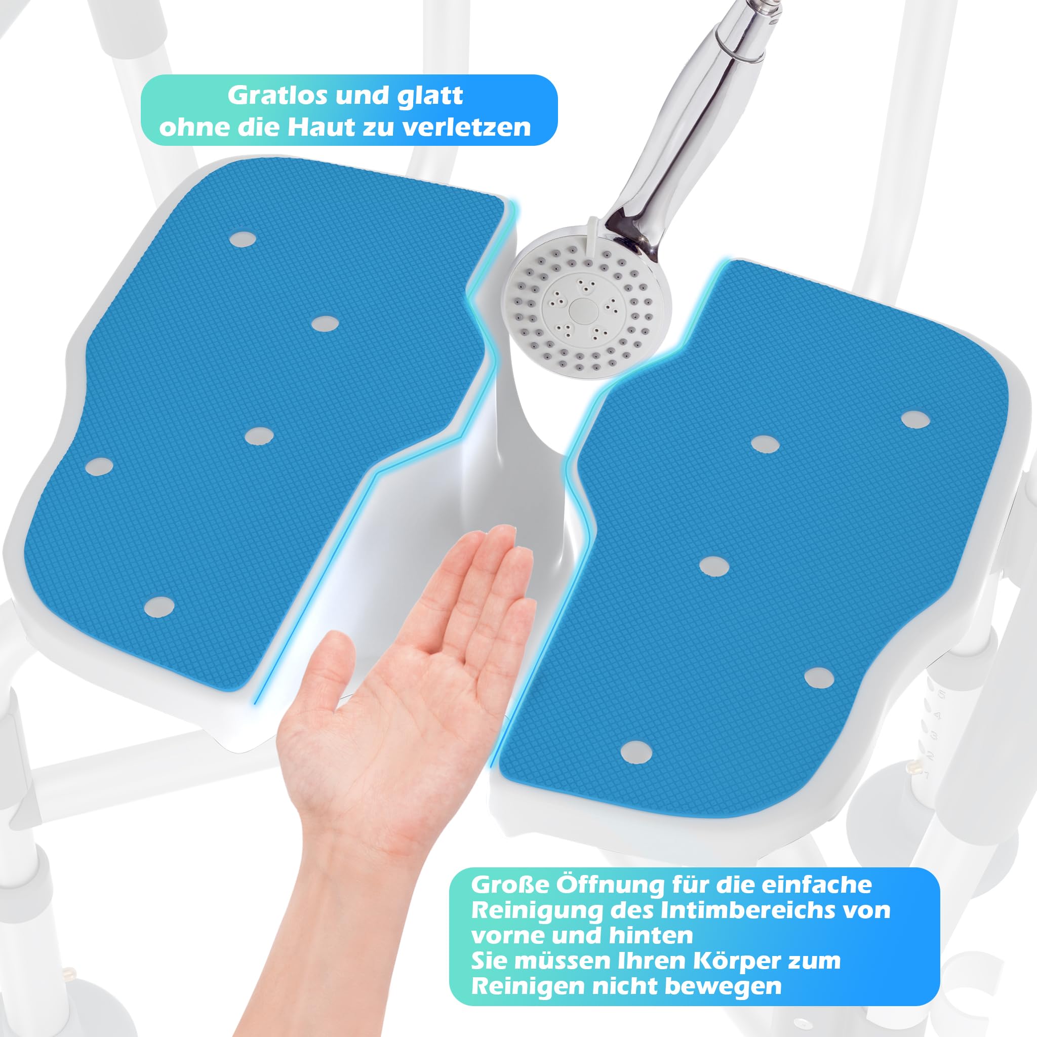 LZQ Silla de ducha con respaldo y reposabrazos extraíbles, taburete de ducha para personas mayores, altura regulable, asiento de baño, asiento de ducha, antideslizante, hasta 200 kg