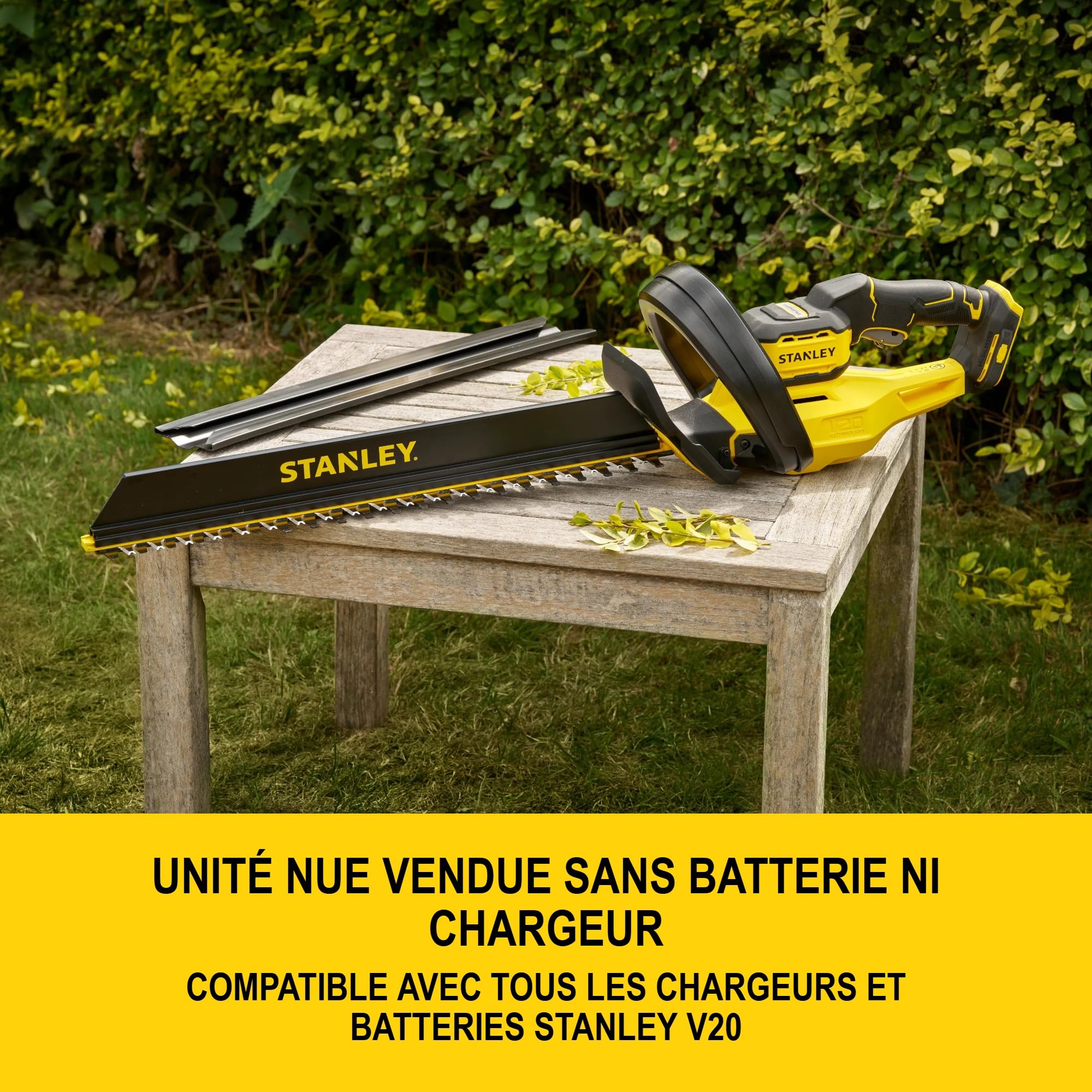 Stanley V20 Taille-haie Longue portée sans Fil et brushless, sans Batterie ni Chargeur, 18V, STCHT8255BXJ