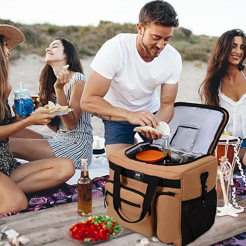 Miniatura 4 de MIER Bolsa enfriadora suave extra grande de 30 litros con abridor de botellas para camping, playa, barbacoa, comestibles, golf, a prueba de fugas,