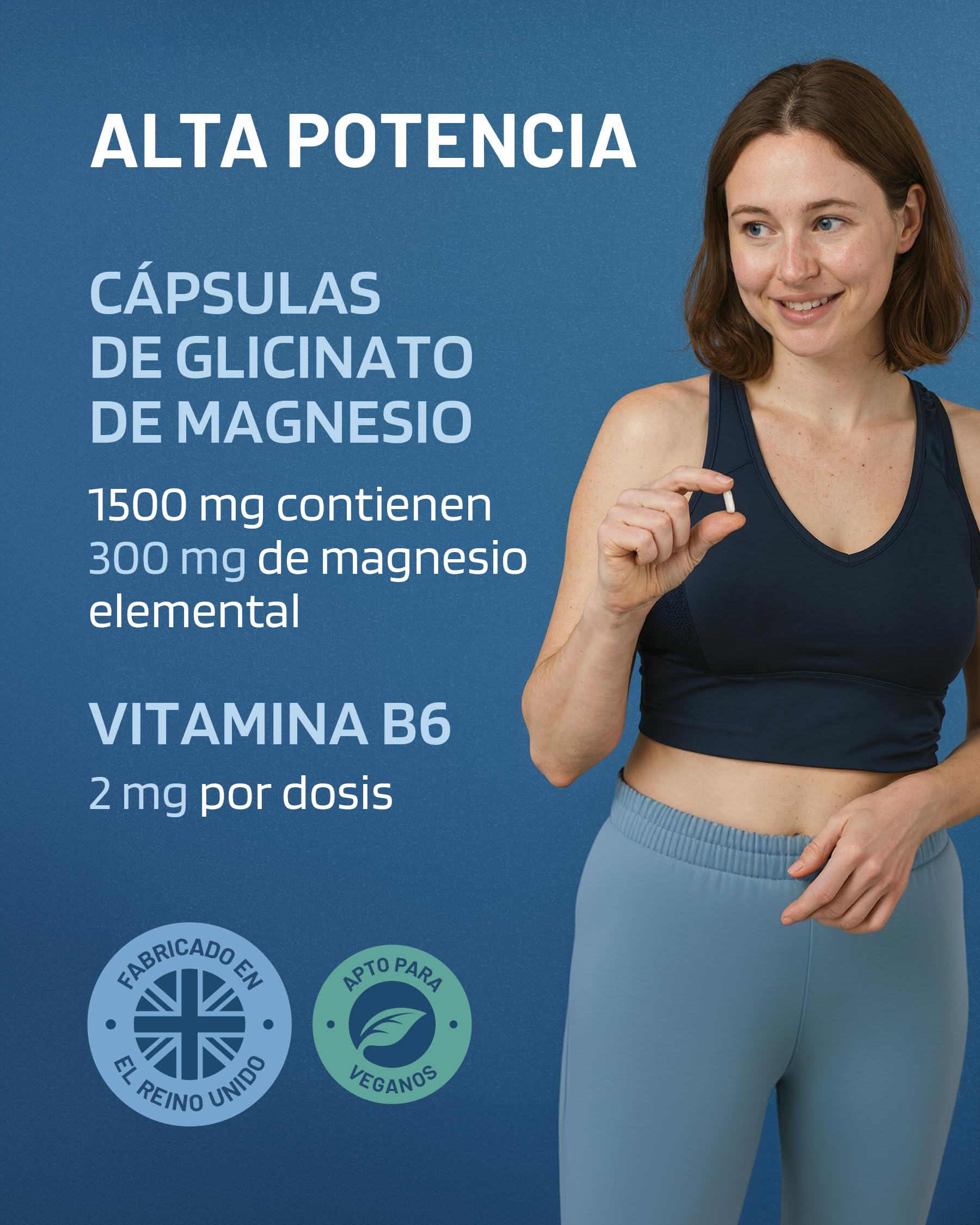 Bisglicinato de Magnesio 1500 mg - Sueño y energía - 300 mg de magnesio puro con vitamina B6 - Glicinato quelado - 120 cápsulas veganas - Alta absorción - PharmaZen