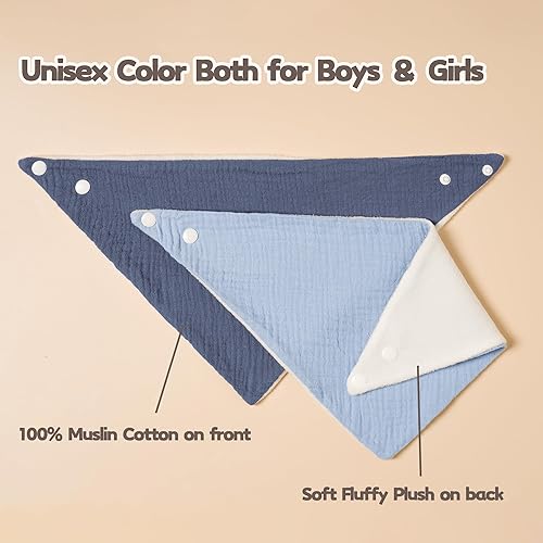 Miniatura 6 de Susurration Baberos de muselina para bebé, paquete de 6 baberos tipo bandana ajustables y suaves en forma triangular para bebés unisex, niñas y niños
