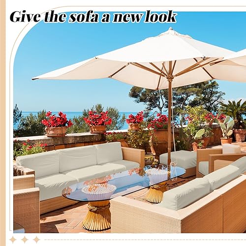 Miniatura 7 de Patelai 12 fundas de cojín de repuesto resistentes a los rayos UV para patio al aire libre de 25.9 x 25.9 x 3.5 pulgadas, impermeables, resistentes