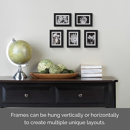 Miniatura 4 de Melannco Juego de cinco marcos de fotos de madera negra de 6.69 x 8.46 pulgadas para sostener fotos de 5 x 7 pulgadas sin paspartú o fotos de 4 x 6