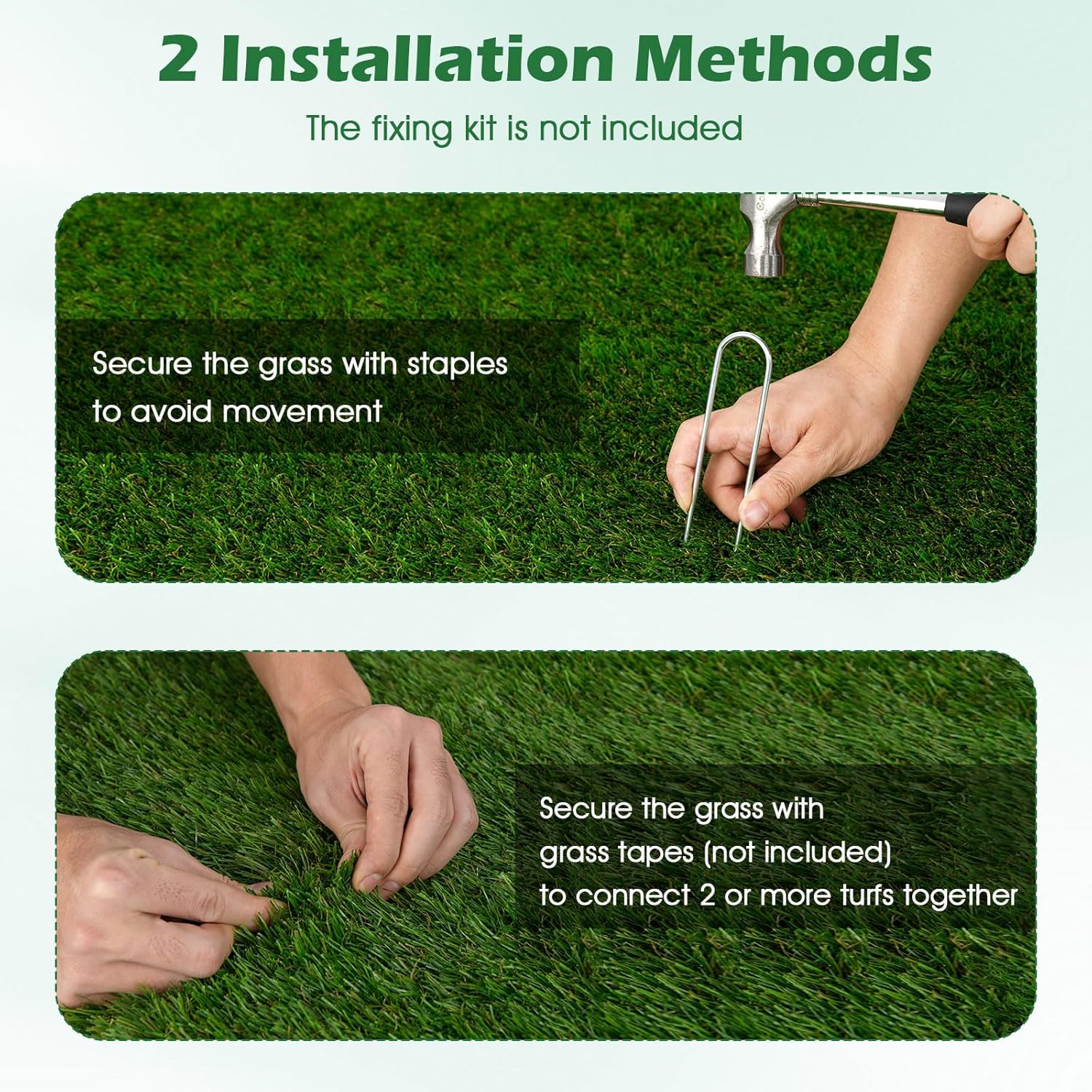 Giantex Artificial Grass Turf, 6 x 10 FT Indoor Outdoor Faux Grasses Rug with Drainage Holes, 80 oz/sq yd & 2" Thick Dog Grass Mat, Fake Grass Rug for Garden Lawn Landscape Balcony Weddings Backdrop