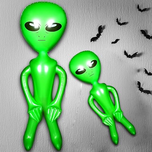Miniatura 4 de Zhanmai 4 unidades de 6335 pulgadas de Halloween inflables gigantes de alienígenas verdes para fiesta de Halloween, preparación de fotos, decoración