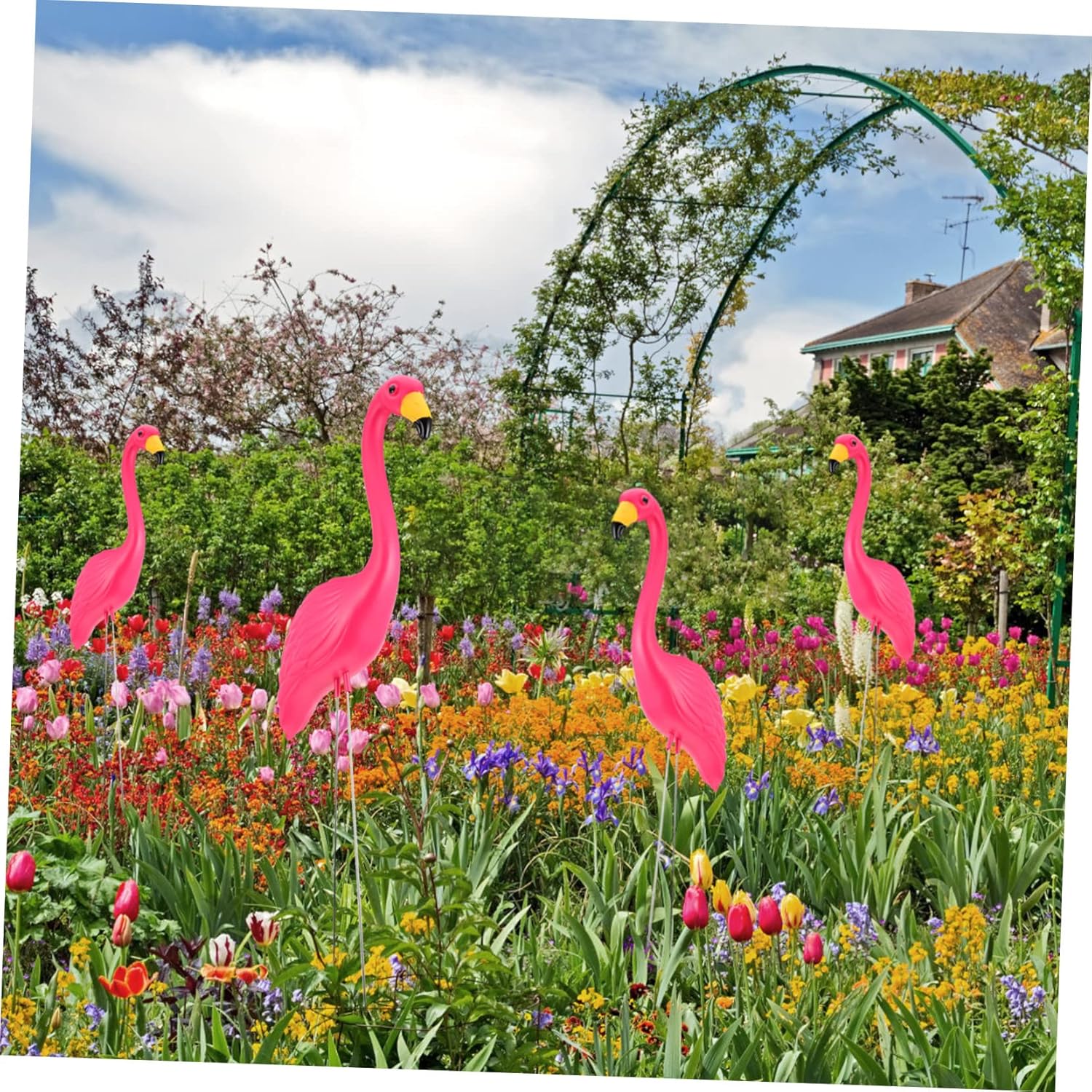 2pcs Lifelike Flamingo Garden Stake Durable Lawn Decor Sculpture for Outdoor Spaces Vivid Pink Flamingo Ornaments for Patios and Gardens