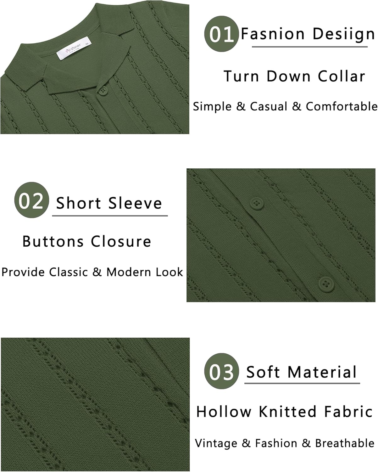 Arshiner Boys Knit Shirts Short Sleeve Button Down Shirt Vintage Fashion Casual Summer Beach Shirts for Kids 4-13 Years - Image 7