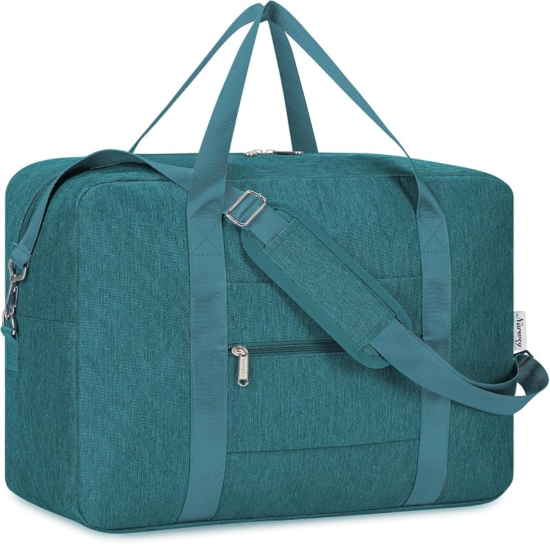 Para Spirit Airlines Bolsa de artículos personales 18x14x8 Bolsa de viaje plegable Bolsa de viaje debajo del asiento Equipaje de mano Weekender para mujeres 30L (Verde azulado)