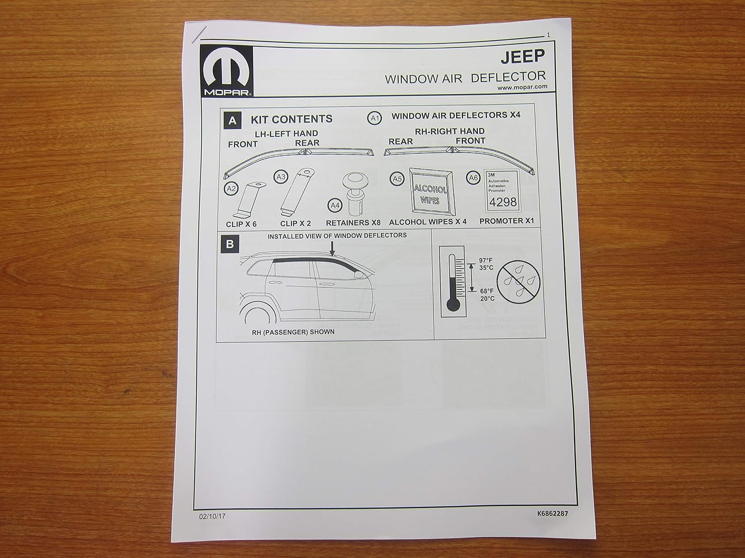 Mopar Jeep Compass Side Window Air Deflectors New OEM