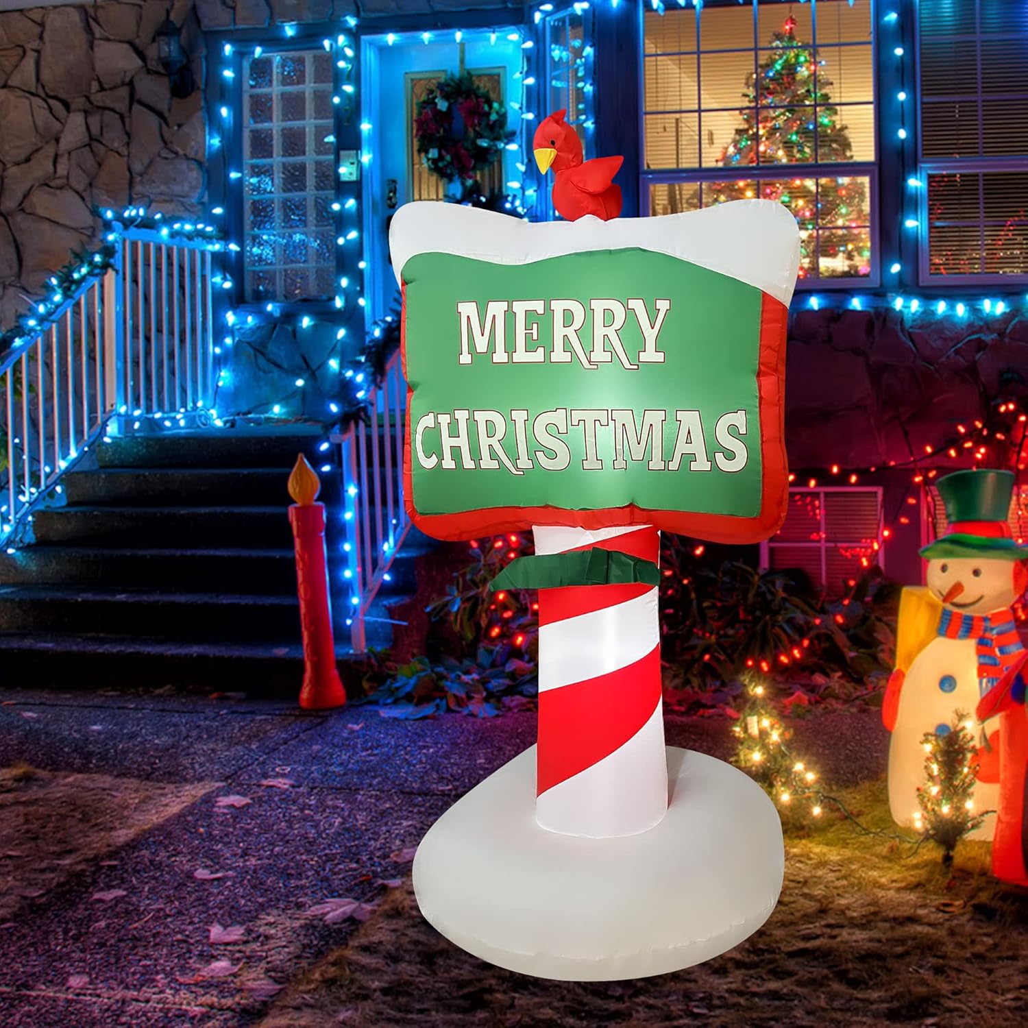 RETRO JUMP 120 cm Christmas Inflatables Street Sign with Robin ...