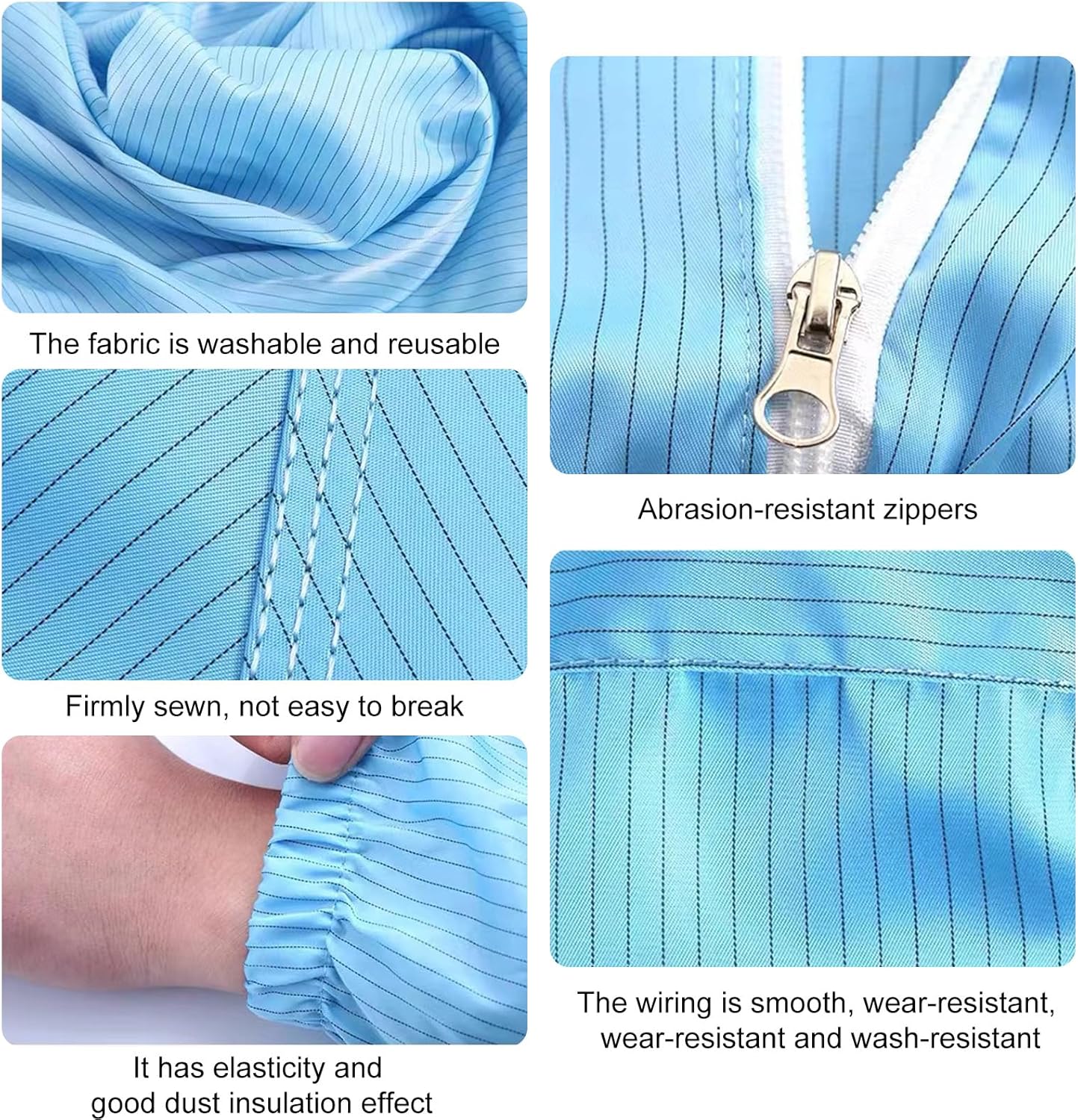 Cleanroom Coverall Suit, Breathable Fabric, Reusable Overall Cleanroom Suit for Men & Women