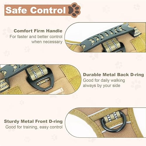 Miniatura 4 de SANHSEHOME AirTag - Arnés táctico para perro con bolsillo rastreador GPS para perros grandes, arnés ajustable con asa reflectante militar para