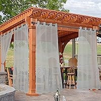 Vista 9 de HolidayIdeas - Cortinas traslúcidas blancas para exteriores, impermeables para el patio, 4 paneles - 54 x 84 pulgadas - Cortinas de gasa