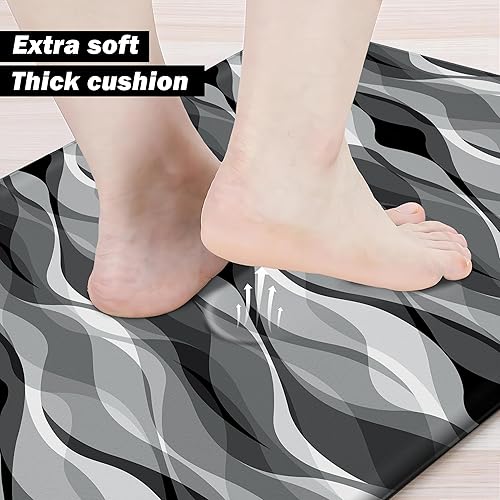 Vista 40 de weesire Alfombra de cocina verde antifatiga para el suelo de la cocina, alfombras de cocina, verde salvia, floral, hierbas, espuma viscoelástica