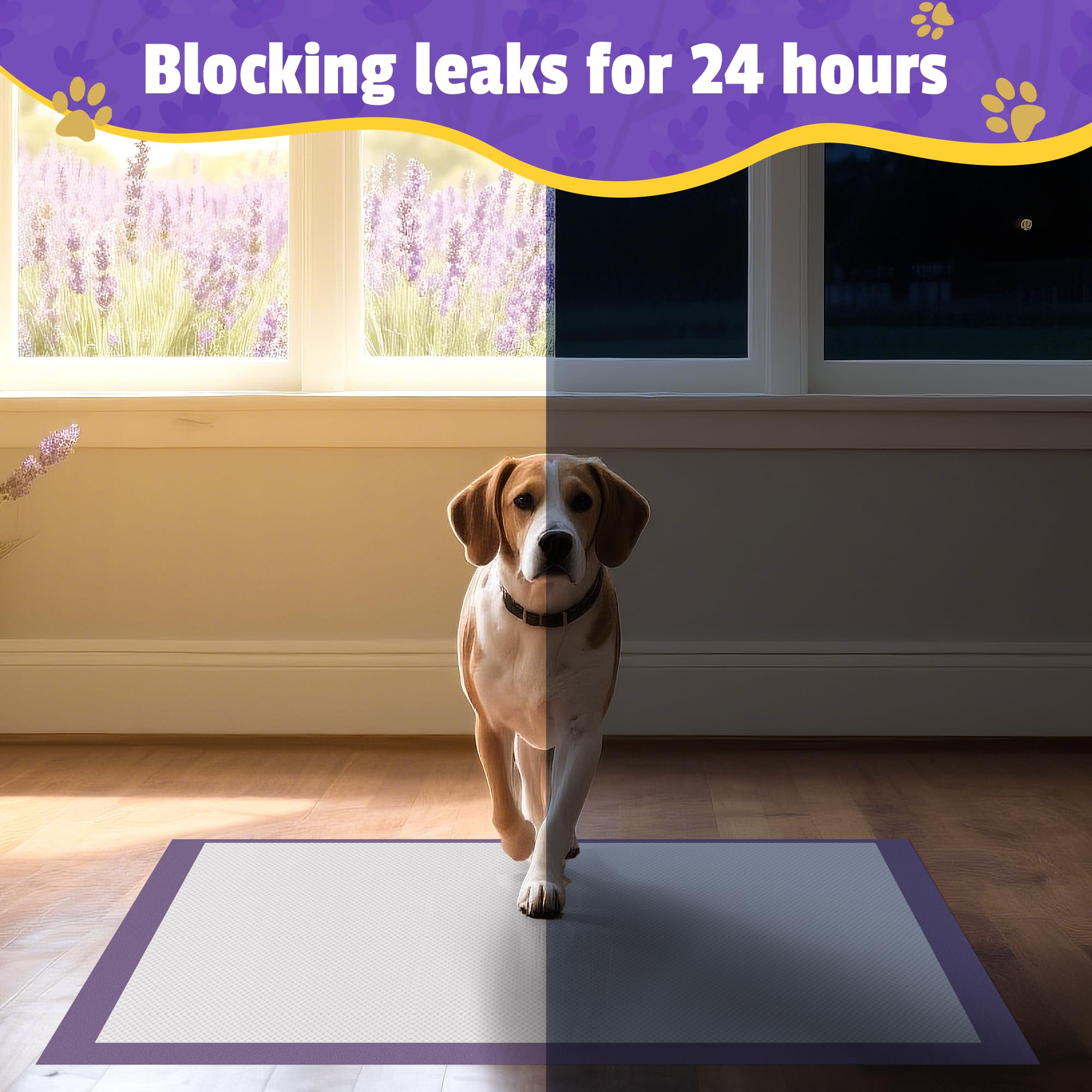 Boscute Almohadillas gruesas con aroma a lavanda, 6 capas, pesadas, absorbentes, de 30 x 36 pulgadas, para entrenamiento de mascotas, almohadillas de polímero extra grandes a prueba de fugas de secado