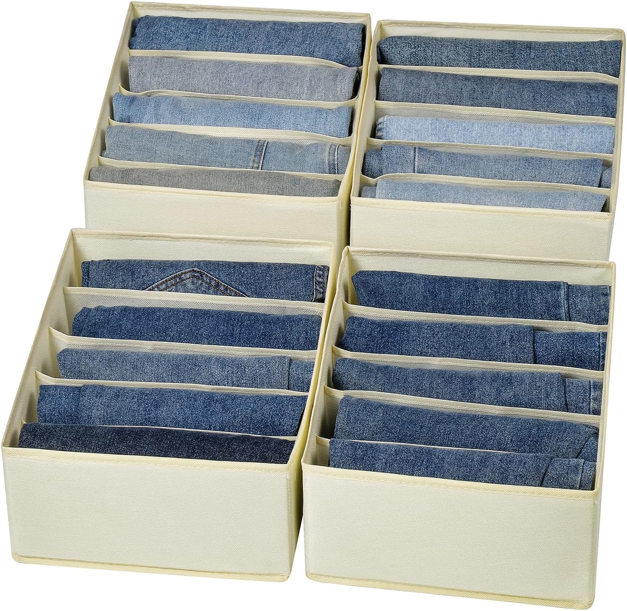 Jeans Drawer Organizers for Clothing, 5 Compartment Storage Box