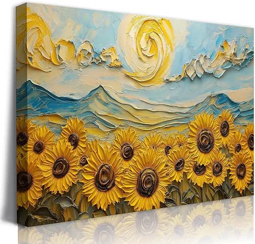 LSXARTQQ Large Sunflower Canvas Wall Art Modern Living Room Painting