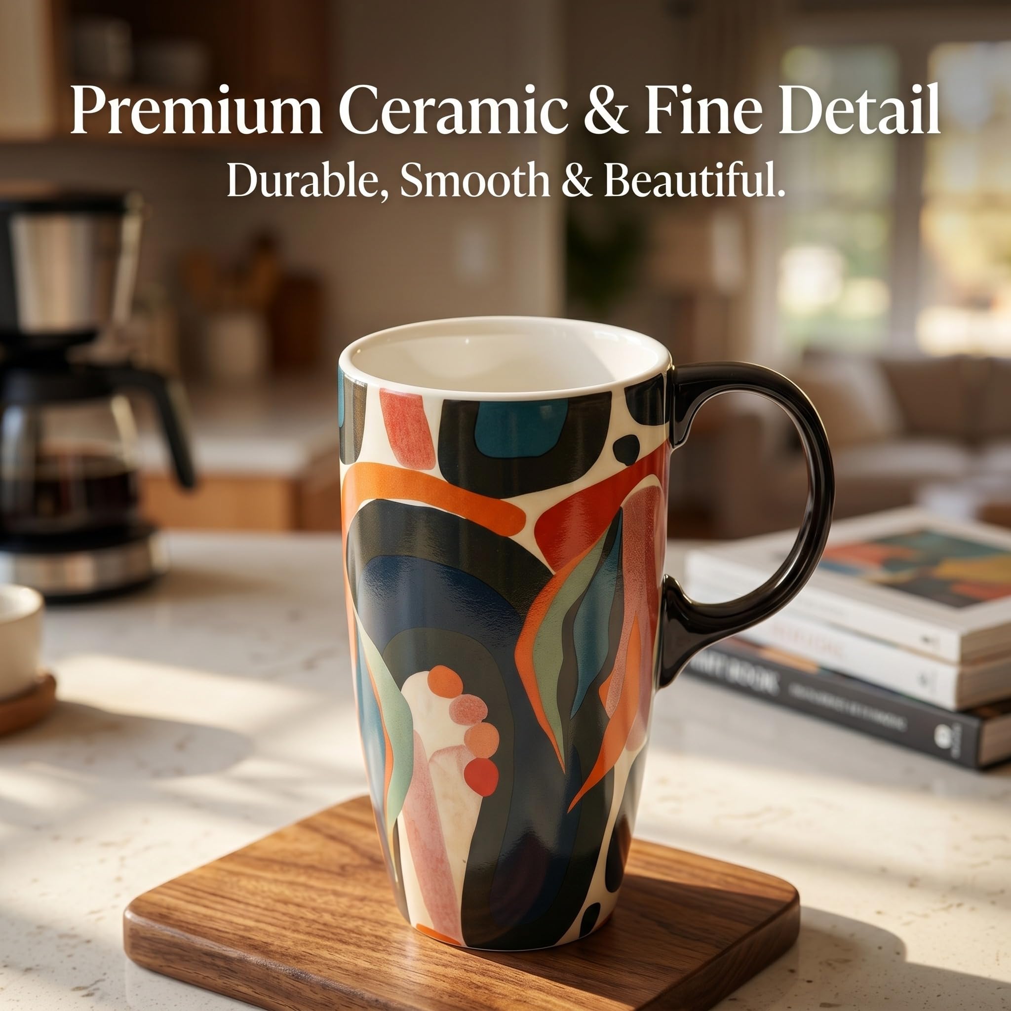 Taza de cerámica de café Latte taza de té con tapa 17 oz. Naranja