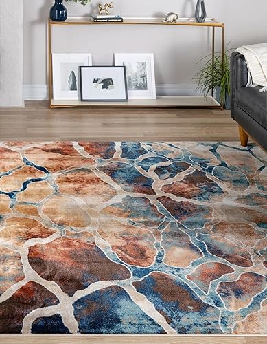 Unique Loom Mystic Collection - Alfombra Fitz Roy (cuadrada de 10 pies, color rojo ladrillomarrón)