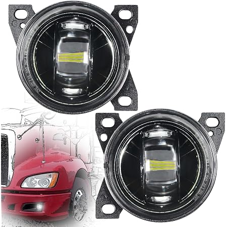 Fog Light Pair For Kenworth T660 & Peterbilt 579 (2008-2015) - DOT/SAE Certified, Halogen