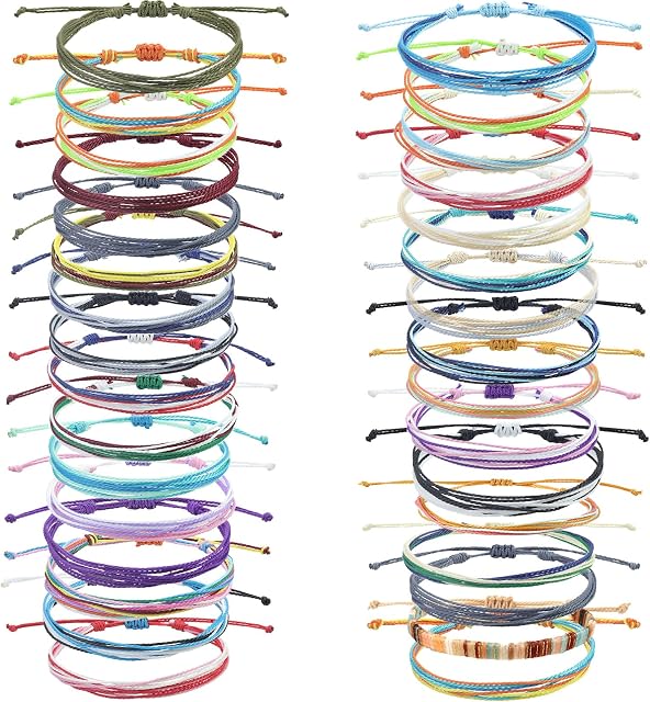 32szt Boho Surfer Bransoletki, Regulowane Surfer Beach Bransoletki Kolorowe i Recznie Robione Anklets Beach Ankle Bransoletki na Summer Beach Kobiety i Mezczyzni