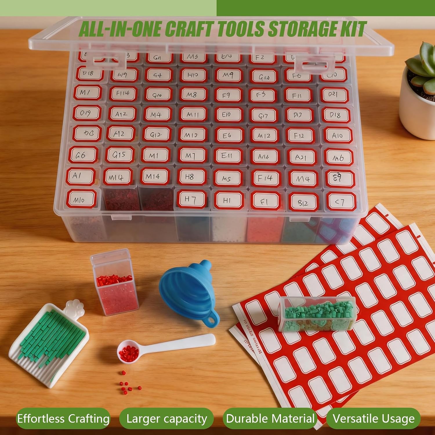 72 Mini Boxes Fuse Bead Storage Container Set, Portable Clear Organizer Box for Fuse Beads, 1,500 Fuse Beads Capacity/Per Clear Box