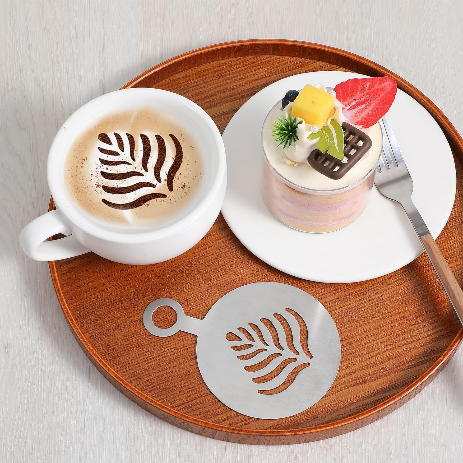 4 Pcs Latte Art Stencils,Coffee Stencils Latte Art,Coffee Stencil with Various Patterns for Cappuccino Lattes Cake Decorating Coffees Shop and Home Use(Silver)