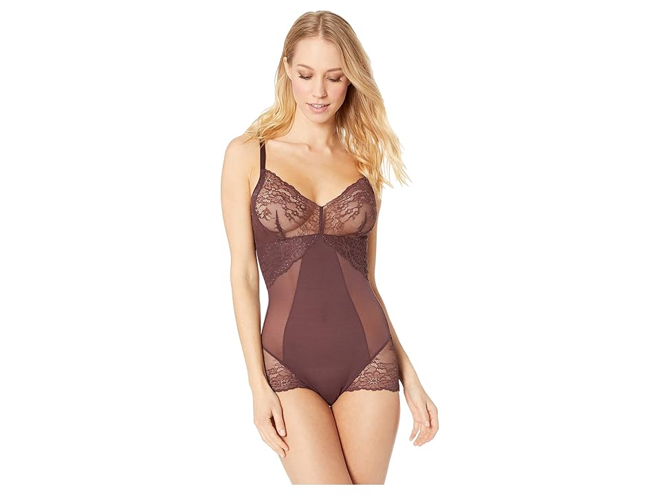 

Spanx Spotlight On Lace Bodysuit (Garnet) Women's Jumpsuit & Rompers One Piece, Red