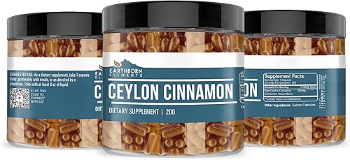 Miniatura 5 de Earthborn Elements Paquete de berberina, canela de Ceilán y curcumina de cúrcuma (200 cápsulas cada uno), pura y sin diluir, sin aditivos