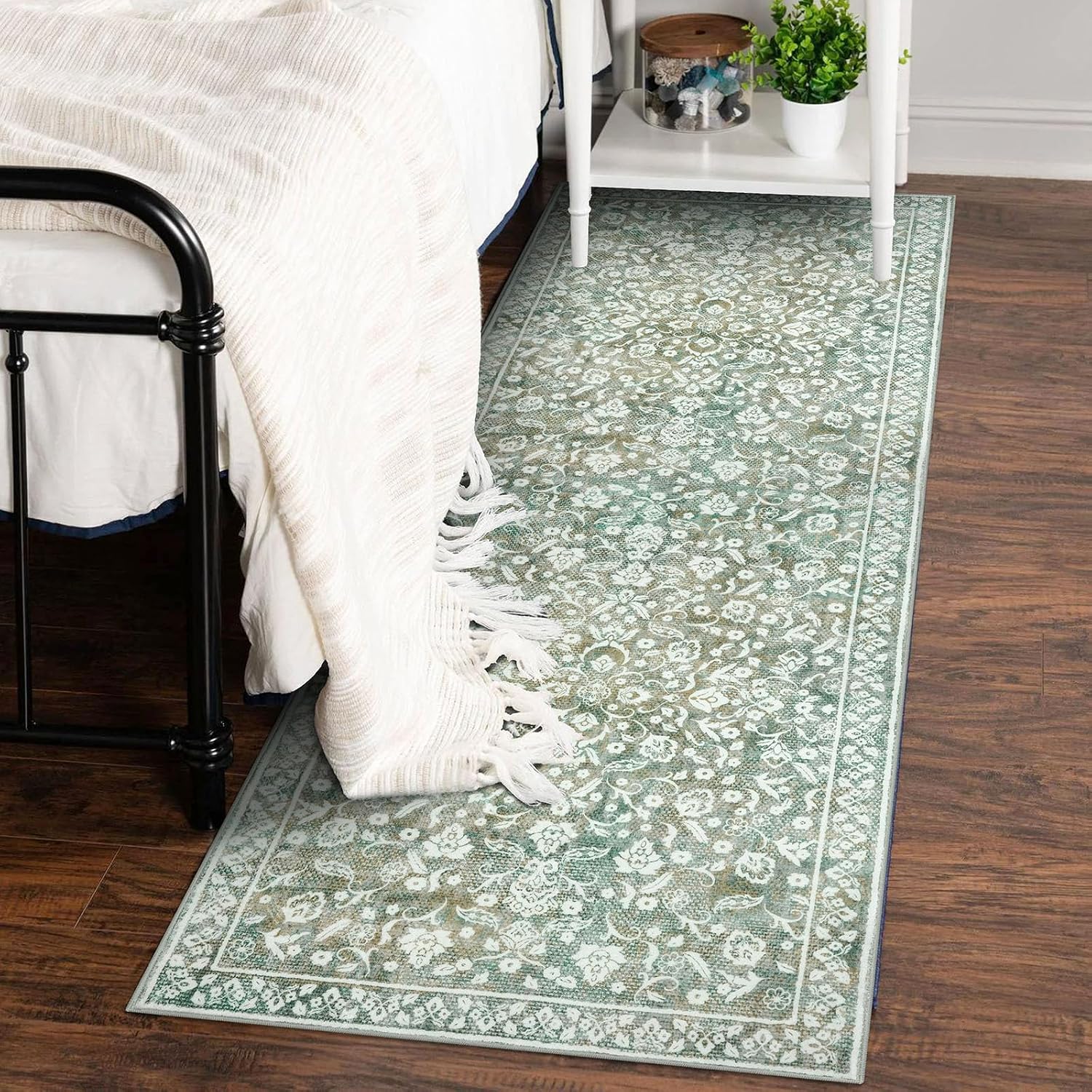 Sage Green Washable Rug Set of 2 – 2x3 and 2x6 Entryway Rug and Runner, Soft Modern Non-Slip Rugs for Kitchen, Entryway, Bathroom