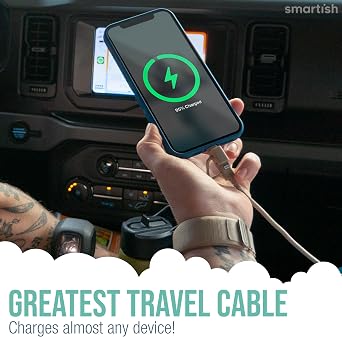 Smartish USB to Lightning, USB C & Micro Cable, Crown Joule, 6 Ft, Beige