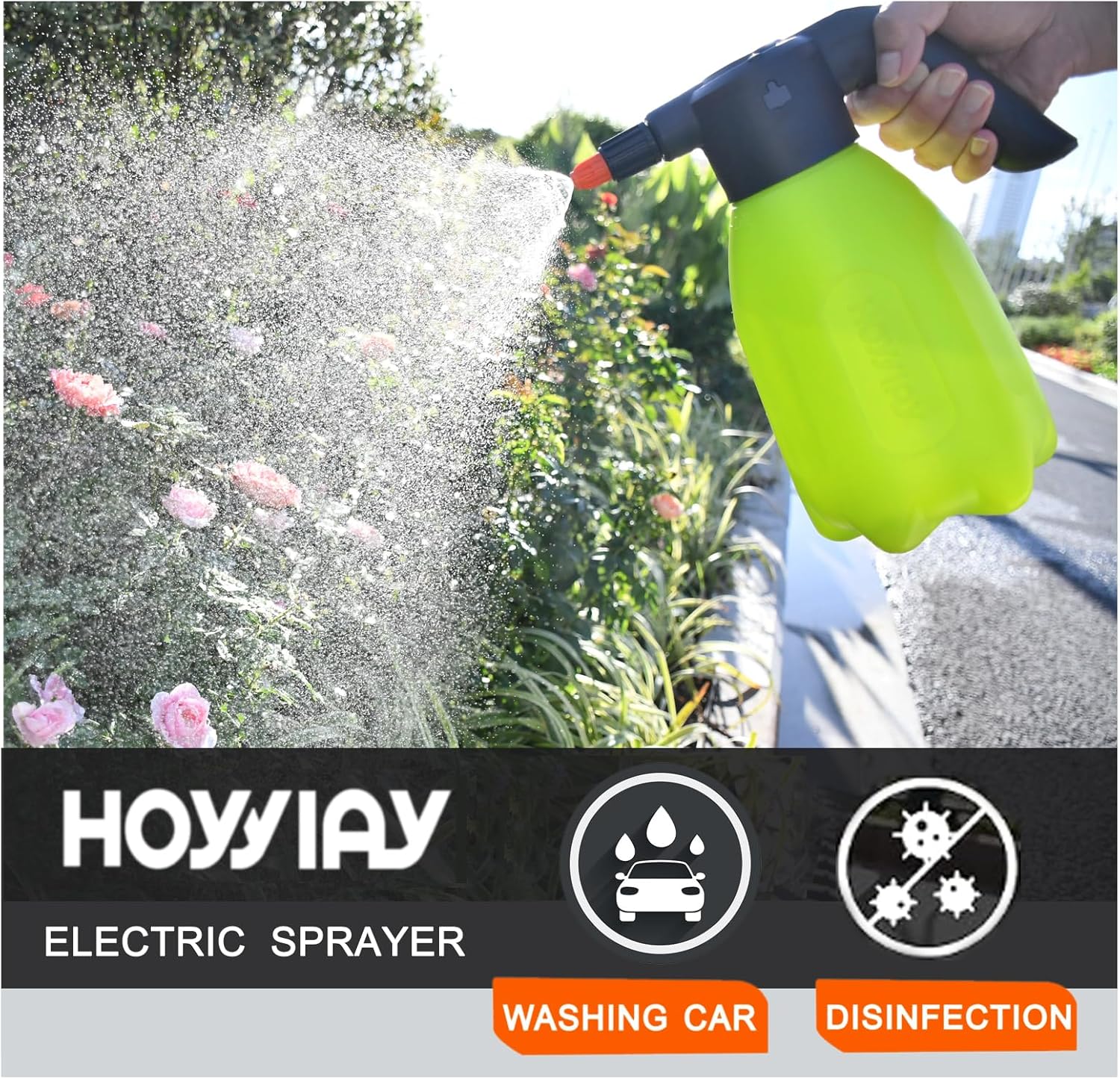 ES2 Electric Spray Bottle 0.5 Gallon,Plant Mister,Garden Sprayer,Spray Bottle with Adjustable Nozzles,Rechargeable Battery Powered Sprayer,Small Sprayer,Pump Sprayer,Automatic Watering Can for Garden