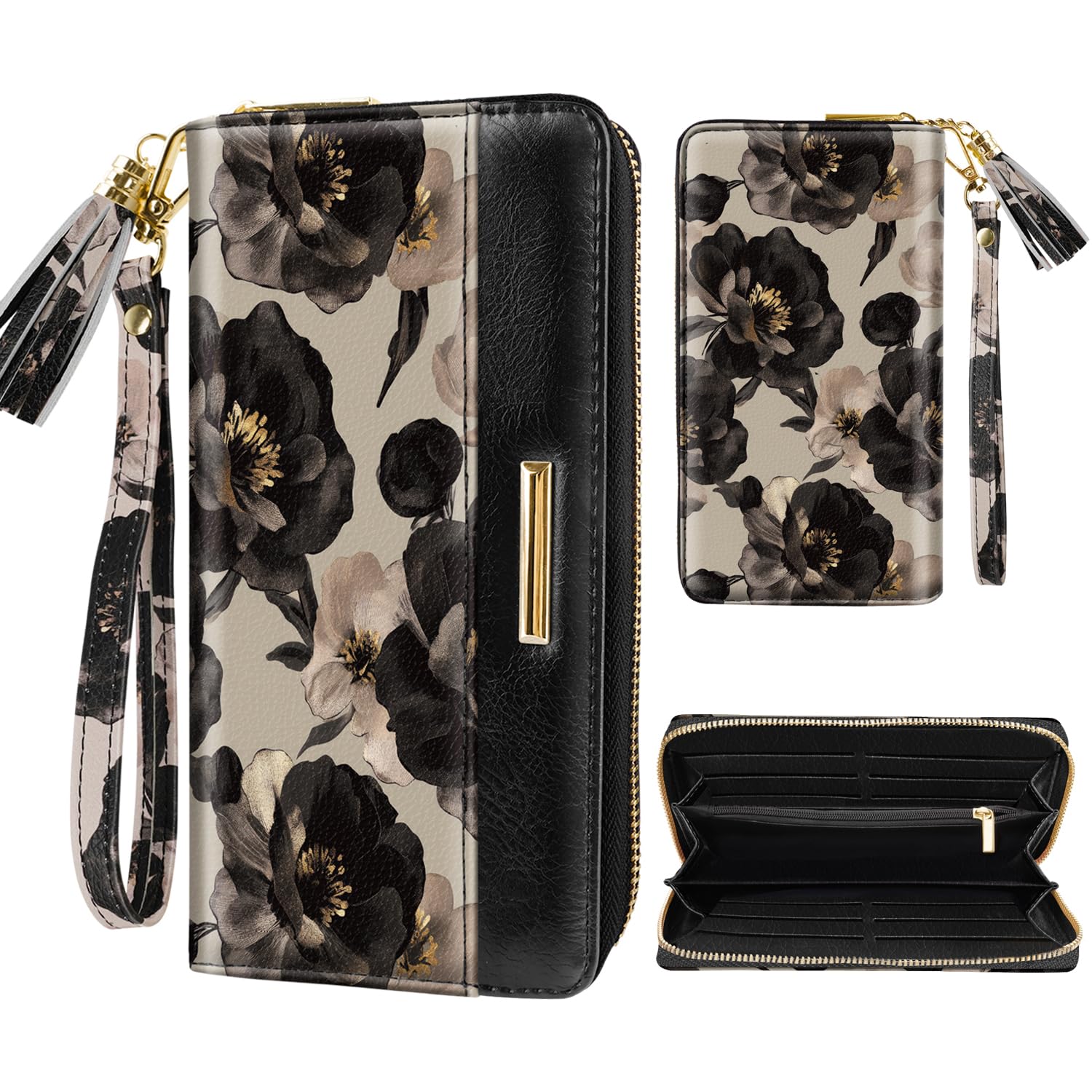 Coco Rossi Wallet for Women RFID Blocking Zipper Around Credit Card Holder