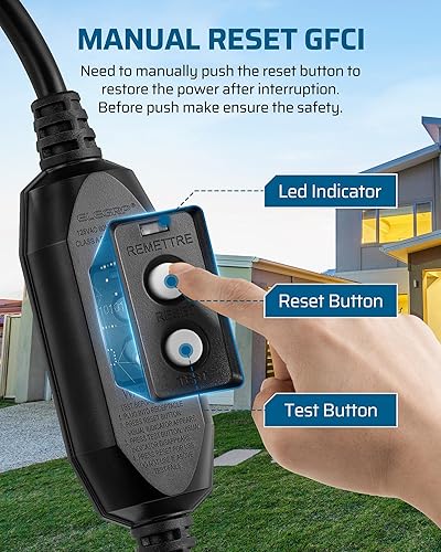 Vista 4 de DEWENWILS Cable de extensión GFCI para exteriores de 3 pies, cable de extensión de calibre 12/3 para múltiples electrodomésticos, cable de Negro