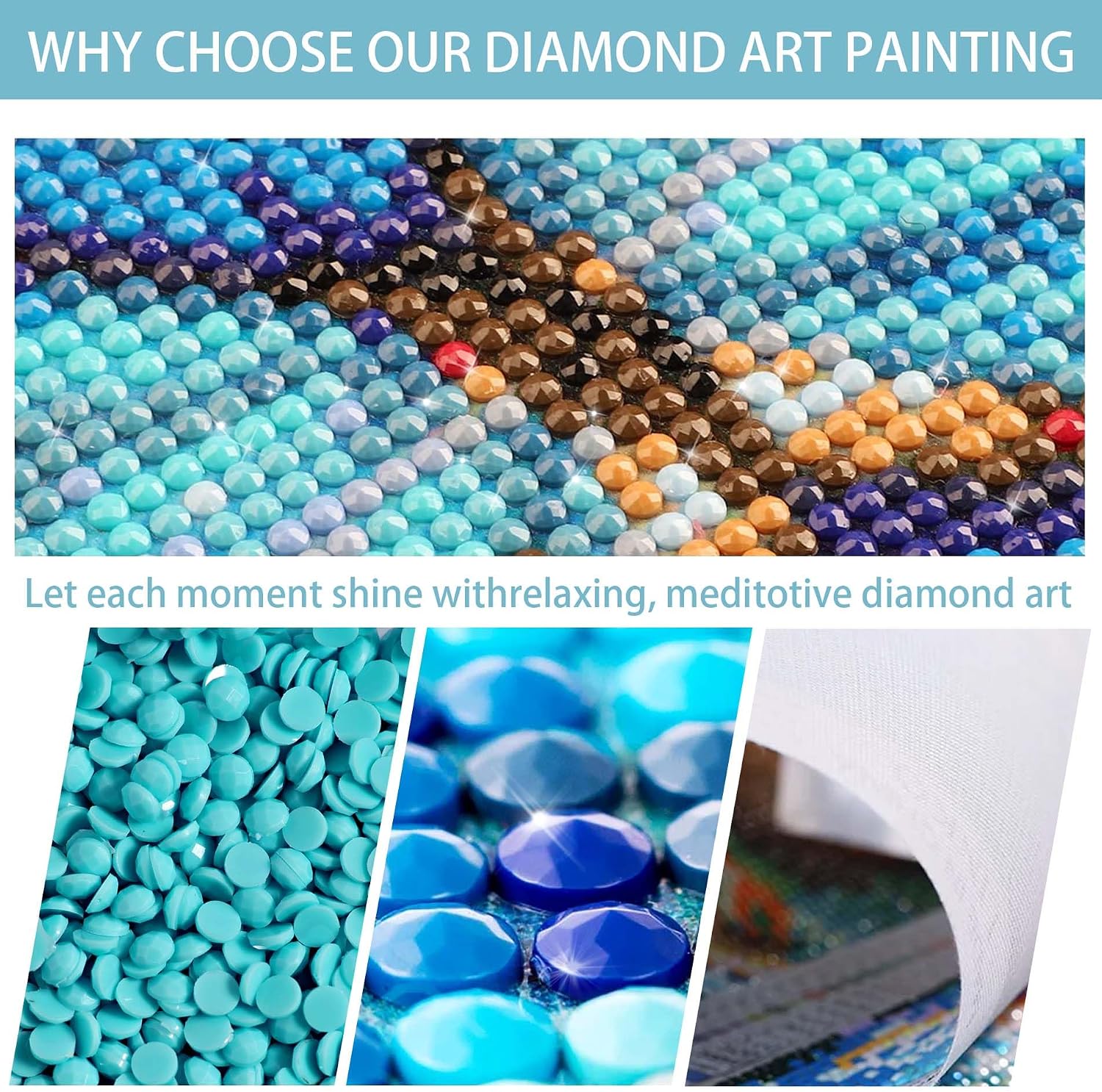 VAIIEYO Large Diamond Art Kits for Adults Horse, Diamond Art Animal, Large Diamond Painting Kits Full Drill Round Rhinestone Craft Canvas for Home Wall Decor Gift 12x31 inch image 5