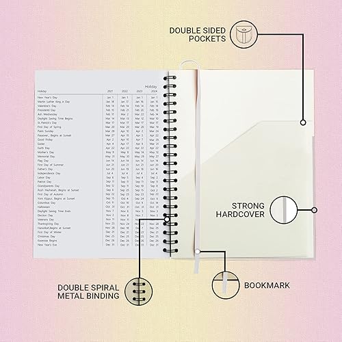 Miniatura 7 de StriveZen, agenda de citas, diario, por hora, incrementos de 15 minutos, programación semanal, 7 x 8-34 pulgadas, bolsillos, 128 páginas, tapa dura,