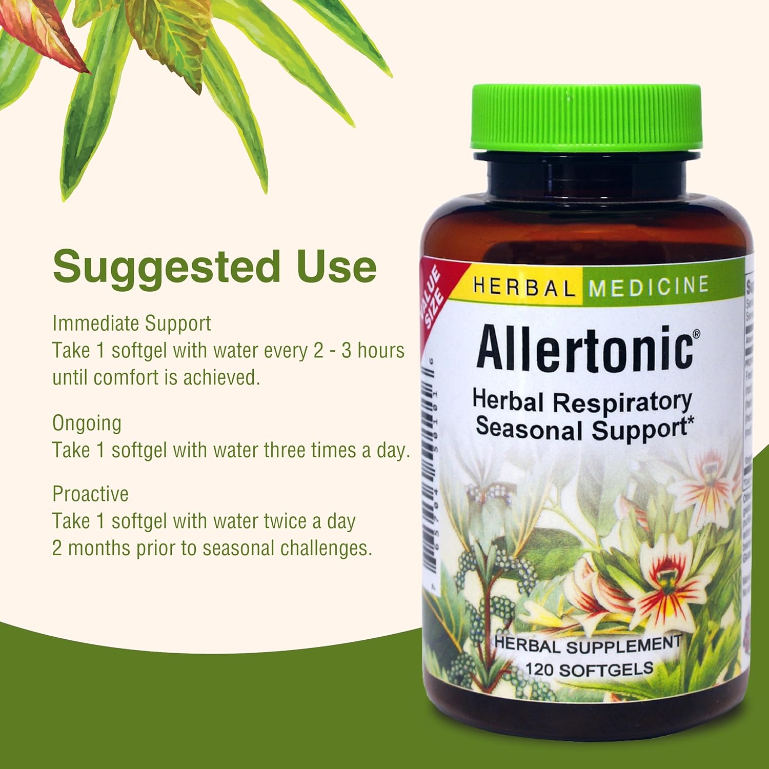 Herbs Etc. Allertonic - Healthy Breathing Support - Herbal Blend to Aid Against Seasonal Discomfort - Lung & Respiratory Health Support with Stinging Nettle - 120 Softgels (120 Servings)