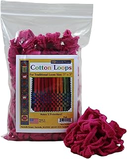 Friendly Loom Potholder Cotton Loops 7" Traditional Size Loops Make 2 Potholders, Weaving Crafts for Kids and Adults-Pink ...