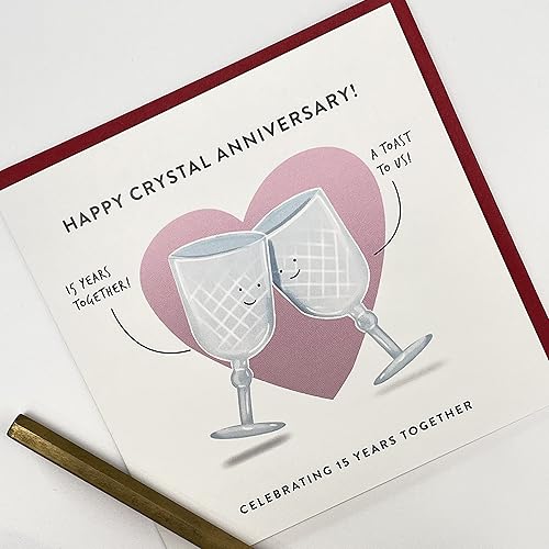 Miniatura 3 de Old English Co. Tarjeta de aniversario de boda para marido y esposa, bonita tarjeta de felicitación de aniversario de cristal divertida, humor de